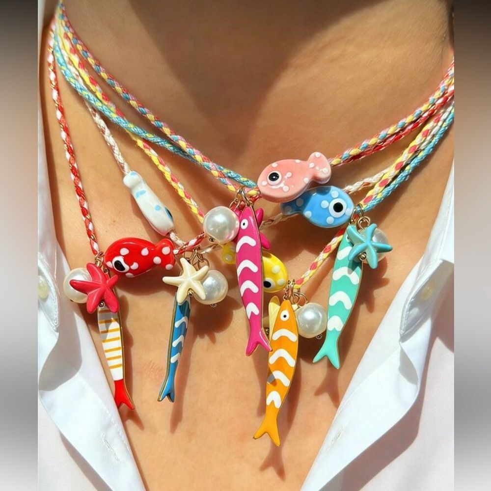 Blue Fish & Starfish Necklace M687